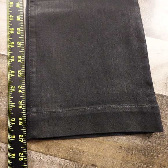 Nine West Kick Flare Jeans Women’s Size 10 Black High Rise Coated Denim Waxed - Picture 5 of 12